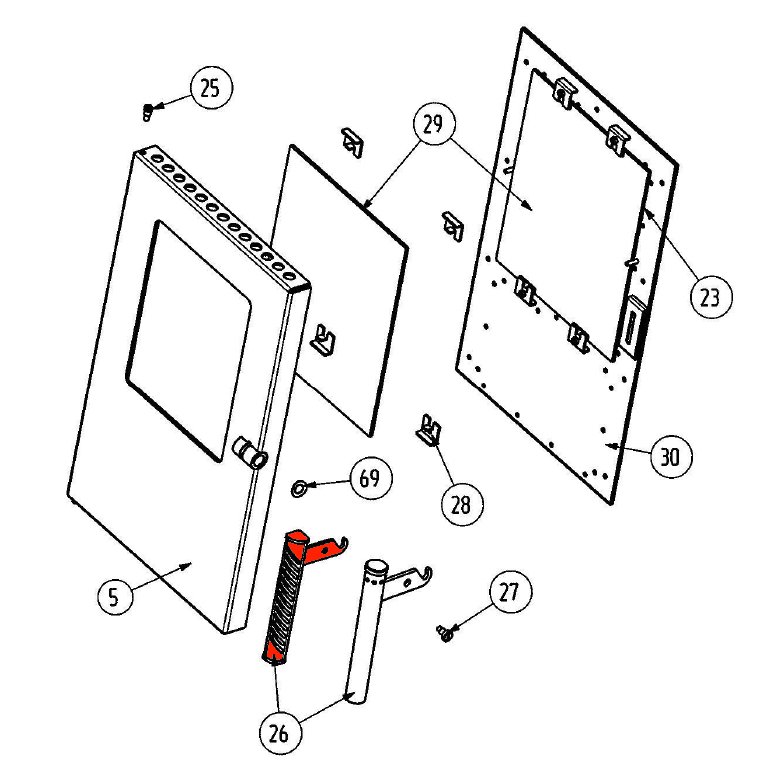 Wamsler W1-40 Poignée de porte de foyer cintrée