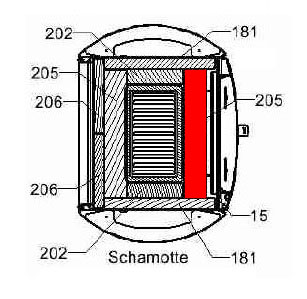 Haas+Sohn Fuego 287.12 Pierre de sole à l’avant pierre de la chambre de combustion