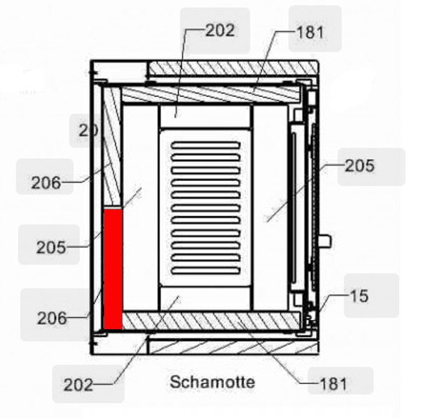 Haas+Sohn Pico 286.12 Pierre de paroi de fond à gauche pierre de la chambre de combustion