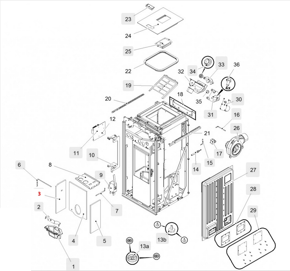 Haas+Sohn HSP 6 Premium 539.08 Pierre de paroi côté à gauche pierre de foyer