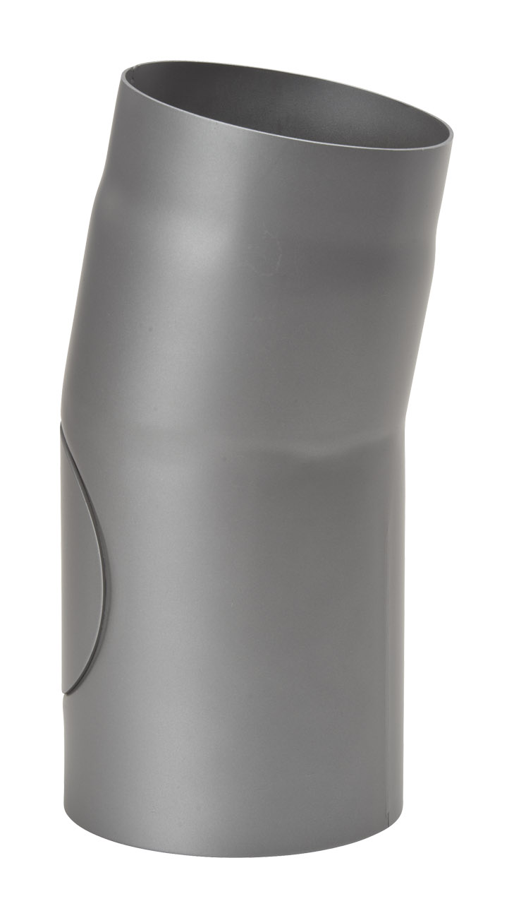 Rauchrohrbogen Stahl 11° Ø 150 mm mit Tür grau